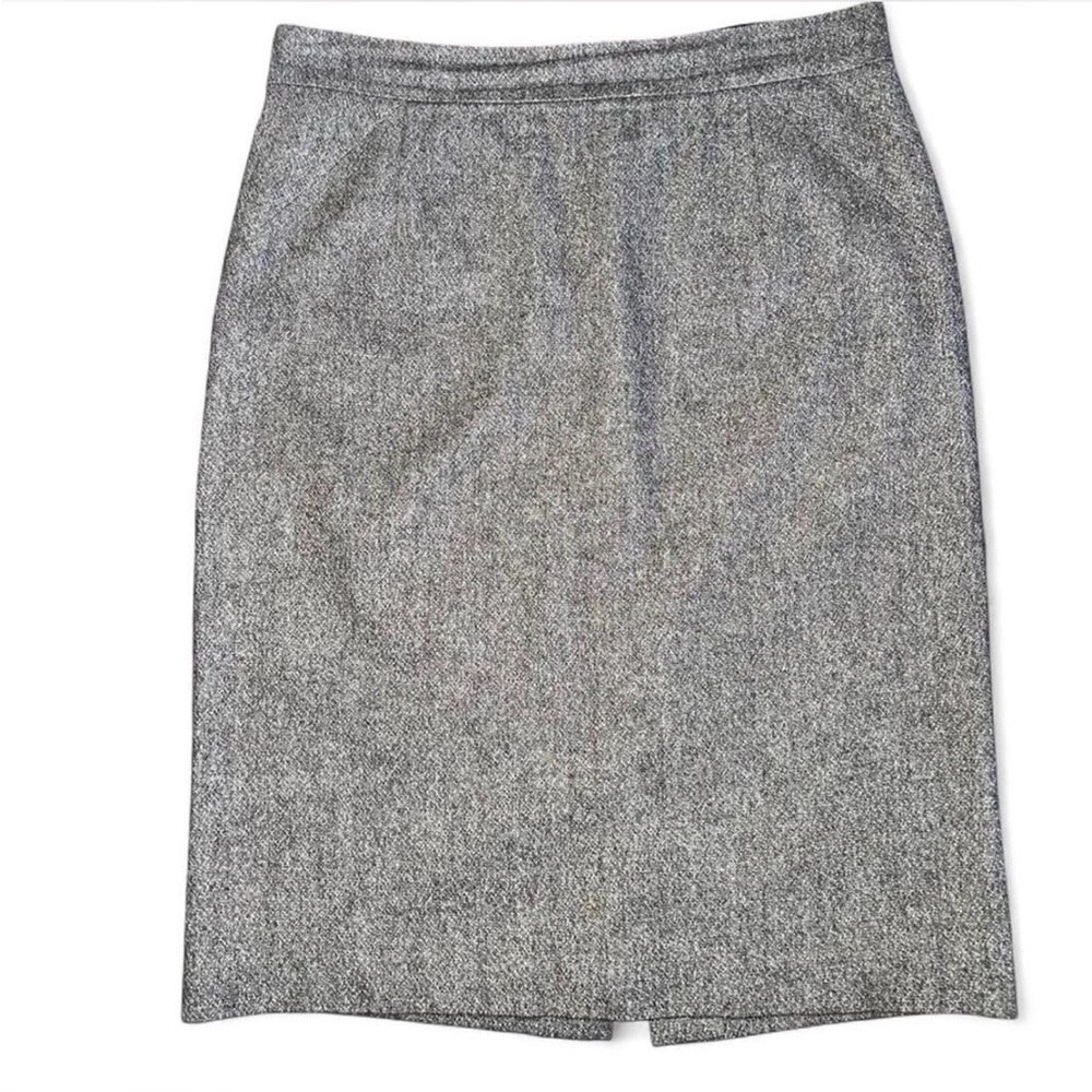 Tweed Wool Blend Pencil Skirt Dark Academia Preppy Corpcore Neutral Midi Office